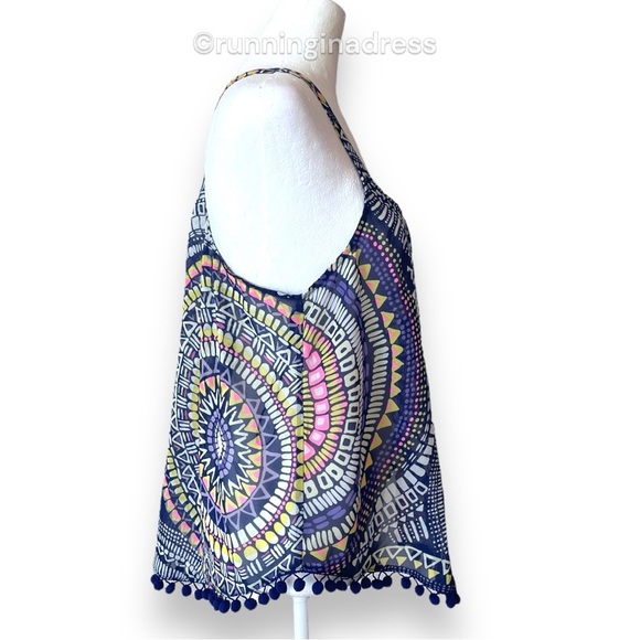 Ocean Drive Medallion Printed Sheer Swim Cover Up Top Size Medium - Picture 6 of 12